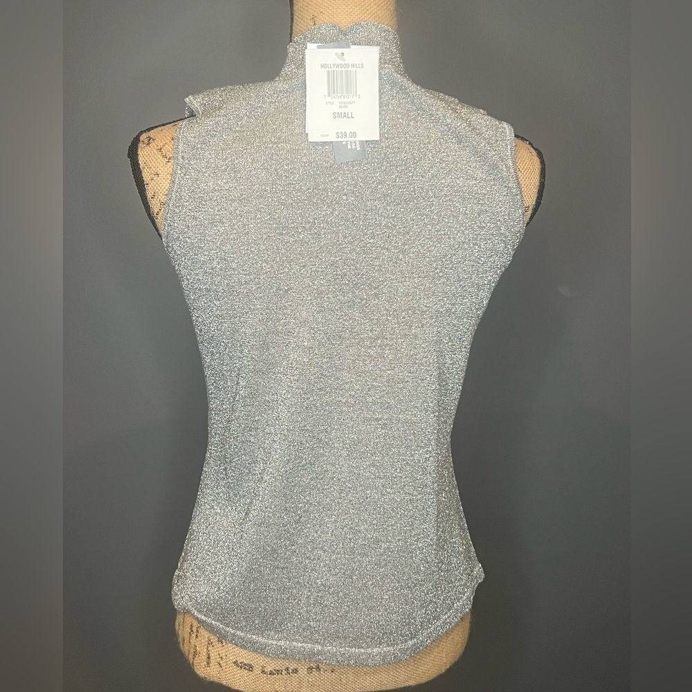 Silver Alfani Sleeveless Small/Petite Top - Picture 2 of 5